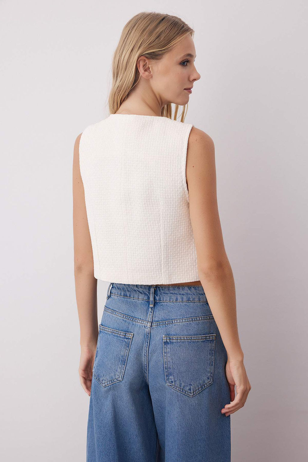 Siyah Aksesuar Dugmeli Dokuma Tuvit Yelek TWOAW26YE00019 - Trendyolmilla фото 10