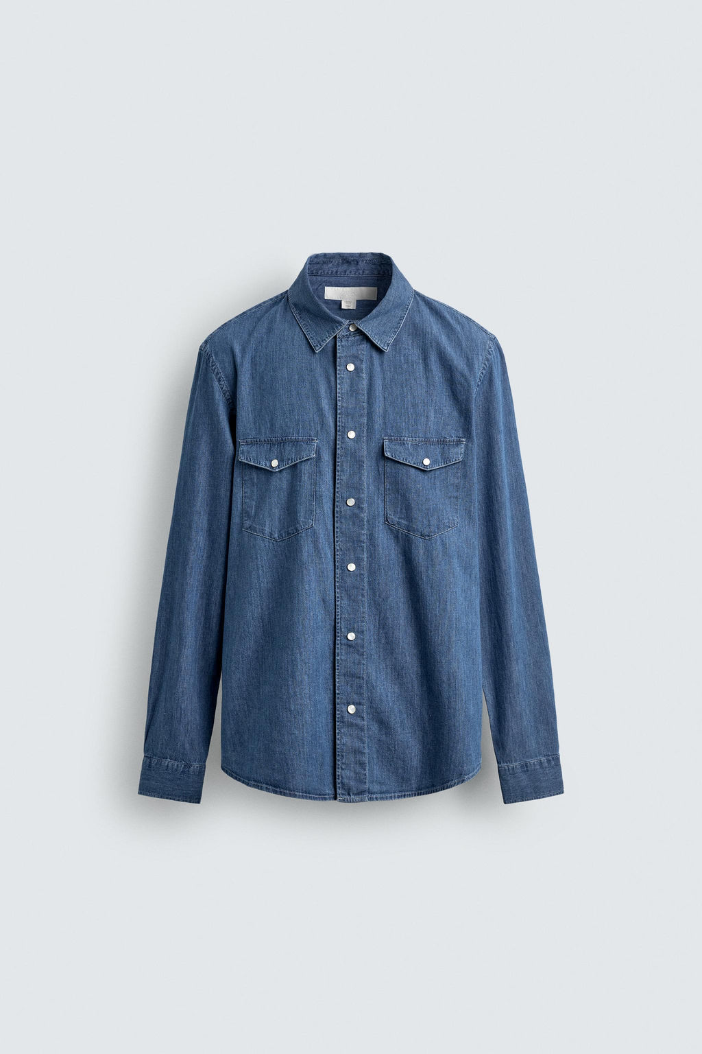 CAMISA DENIM BOLSILLOS / Azul medio - Zara фото 7