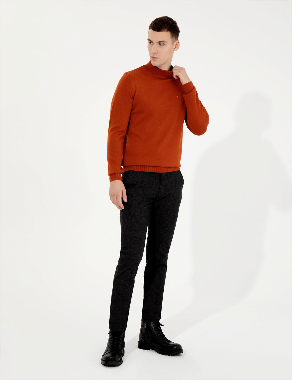 Bak_r Slim Fit Yar_m Bal_k__ Yaka Basic Triko Kazak - Pierre cardin фото 4