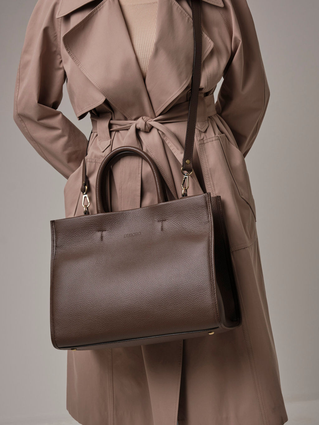 Сумка кожаная шоппер Deboro 30638 коричневый торф