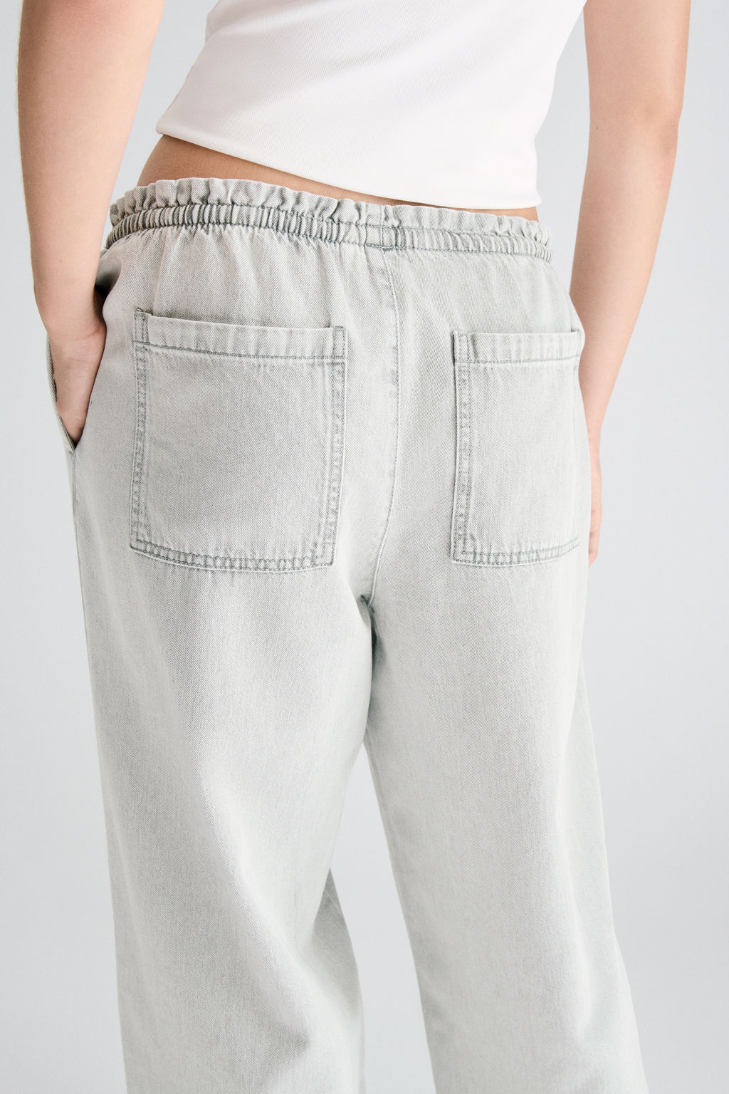Pantal?n denim con cintura el?stica - H&m фото 9