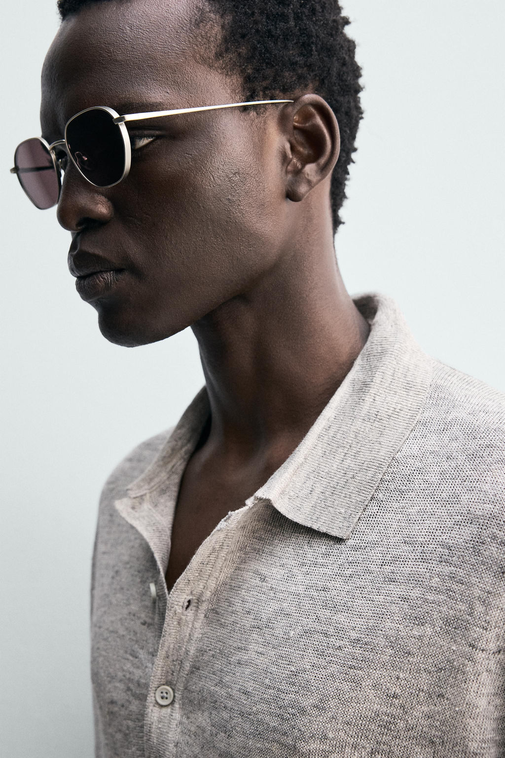 POLO PUNTO 100% LINO / Gris vigor? - Zara фото 5