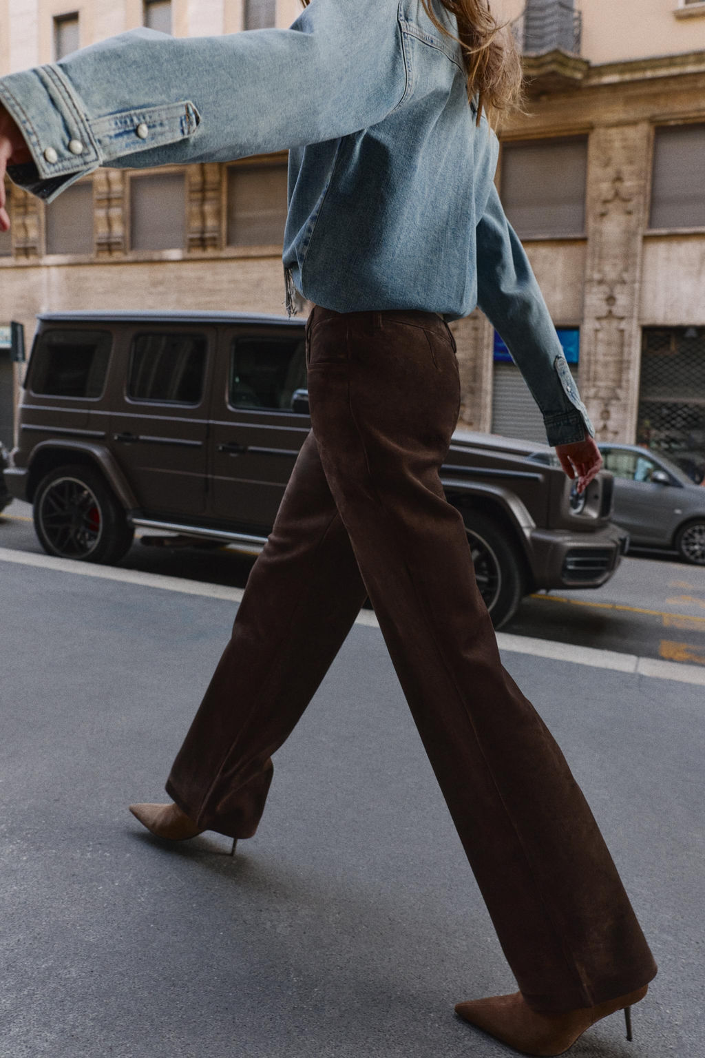 FAUX SUEDE TROUSERS