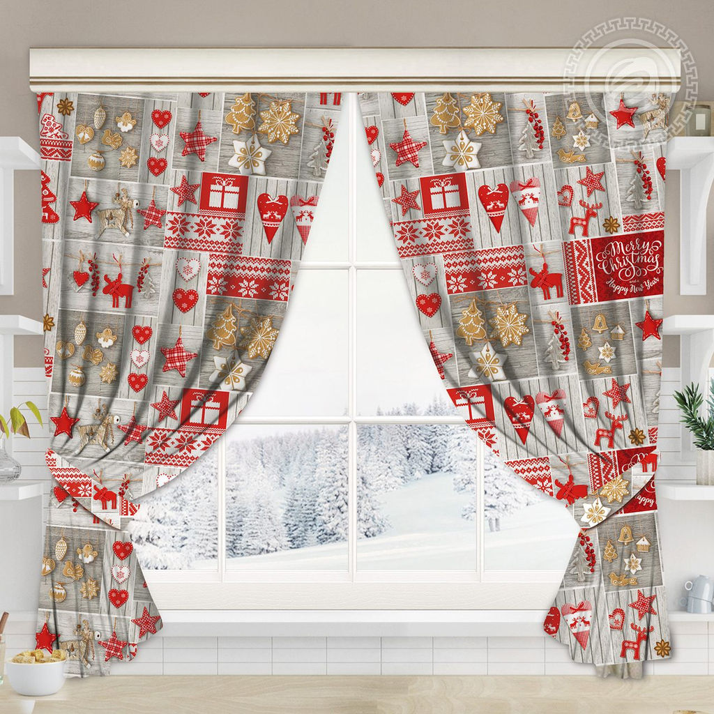 Шторы для кухни с подхватом Чудеса 145*180/Шторы: 2 шт.- 145*180, подхваты: 2 шт. Шторы АРТ ДИЗАЙН для кухни