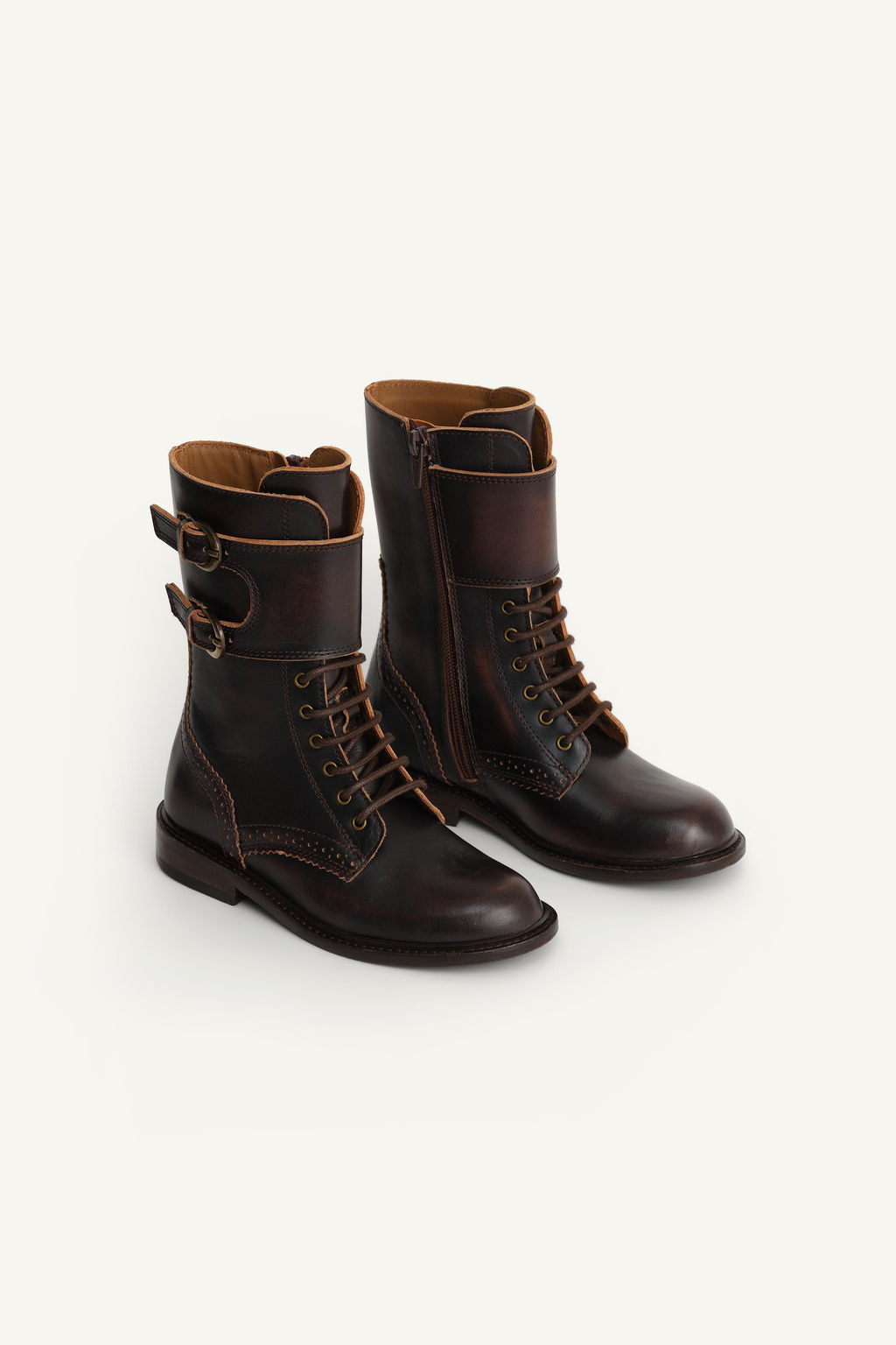 LIMITED EDITION LEATHER LACE-UP BOOTS - Zara фото 4