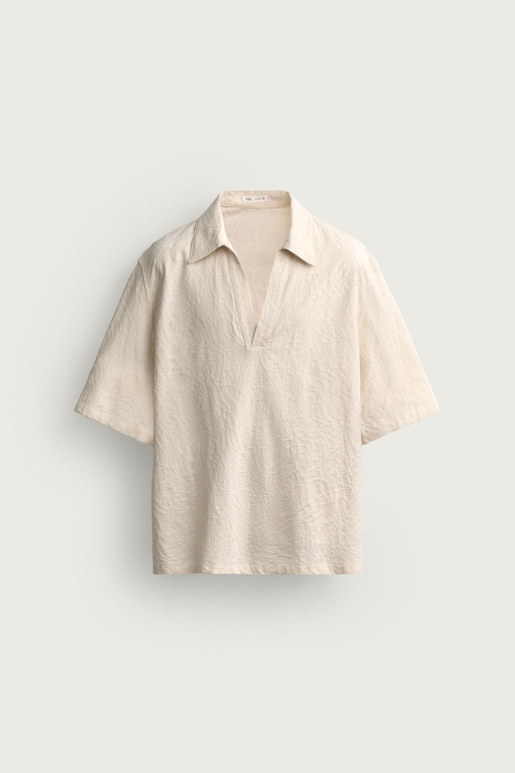 CAMISA POLO RELAXED FIT JACQUARD / Beige claro - Zara фото 8