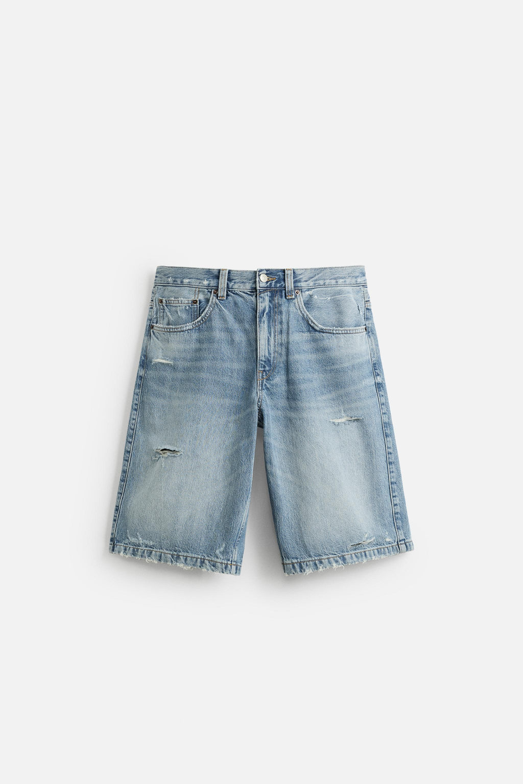 RIPPED BAGGY FIT DENIM BERMUDA SHORTS - Zara фото 6