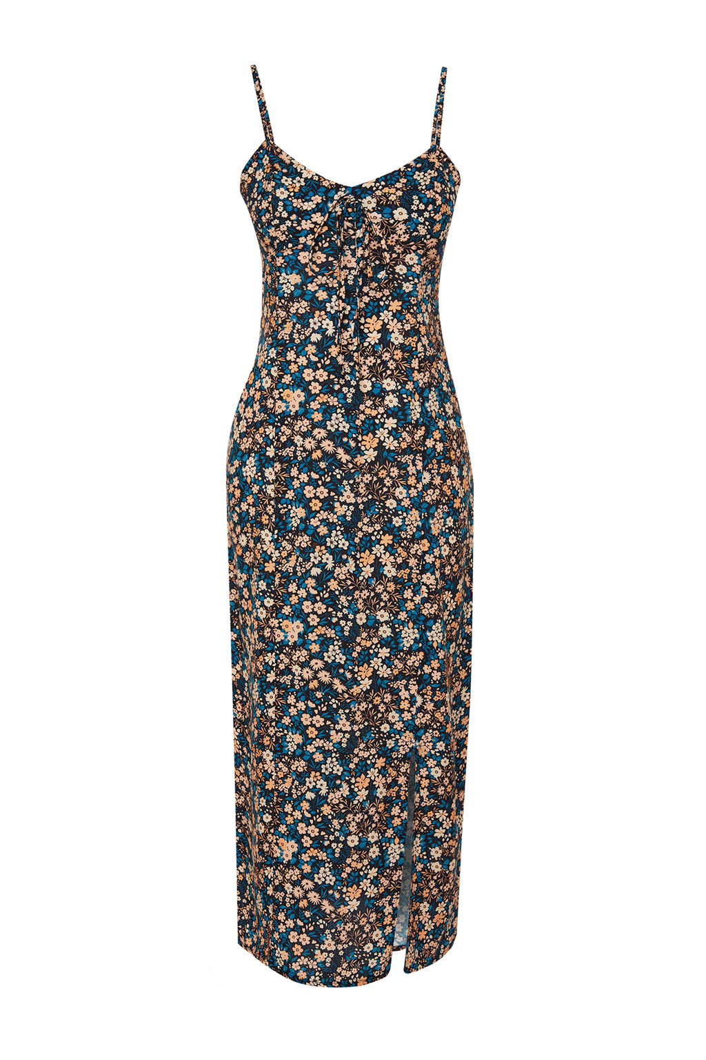 TRENDYOLMILLA Yesil Cicek Desenli Duz Kesim Y?rtmac Detayl? Viskon Midi Dokuma Elbise TWOSS23EL02085 фото 7