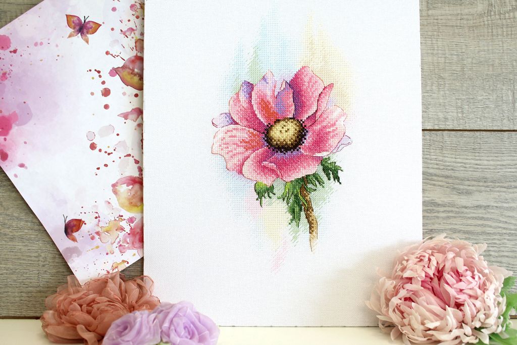 Набор для вышивания М.П.Студия А-047 Розовый Анемон СК/Распродажа 16 х 28 см