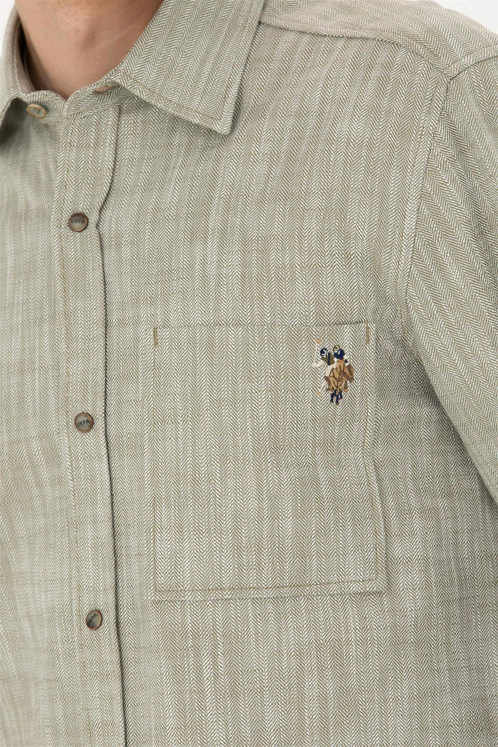 Мужская рубашка цвета хаки с длинным рукавом - U.s. polo assn фото 14