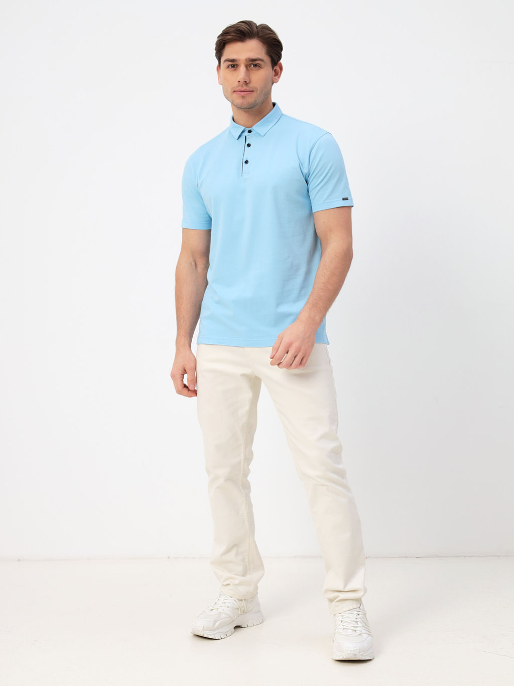Джемпер мужской с воротником поло короткий рукав GREG G144-PO124-SA201 (голубой)  фото 5