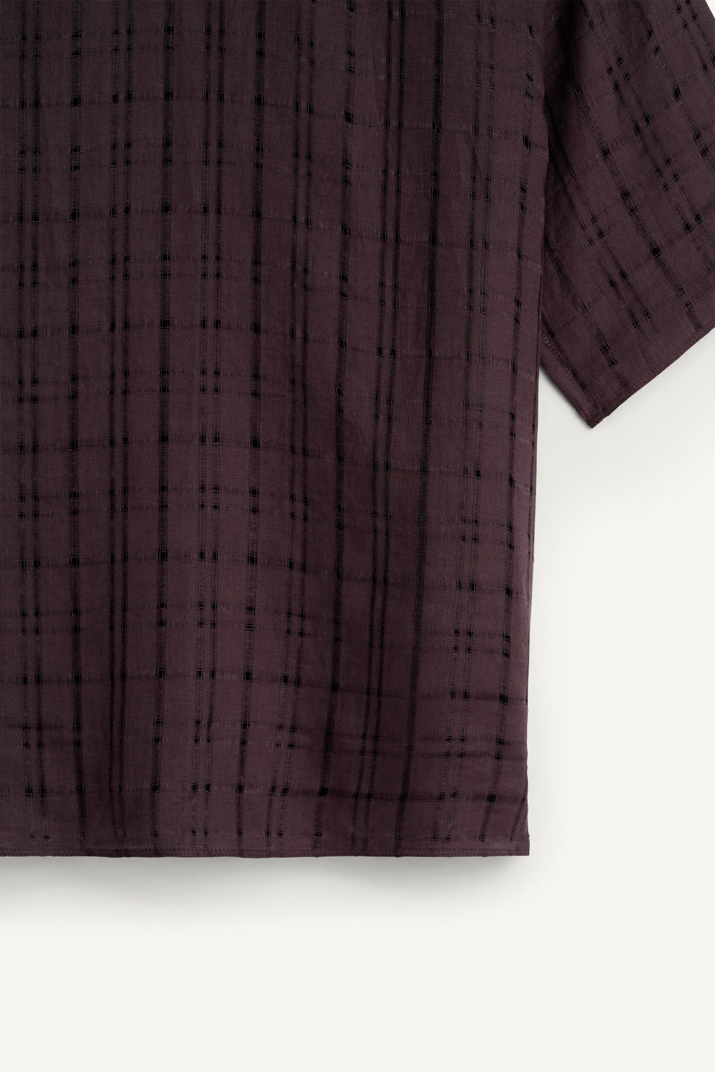 CAMISA PA?UELO ESTRUCTURA 100% LINO / Berenjena oscuro - Zara фото 9
