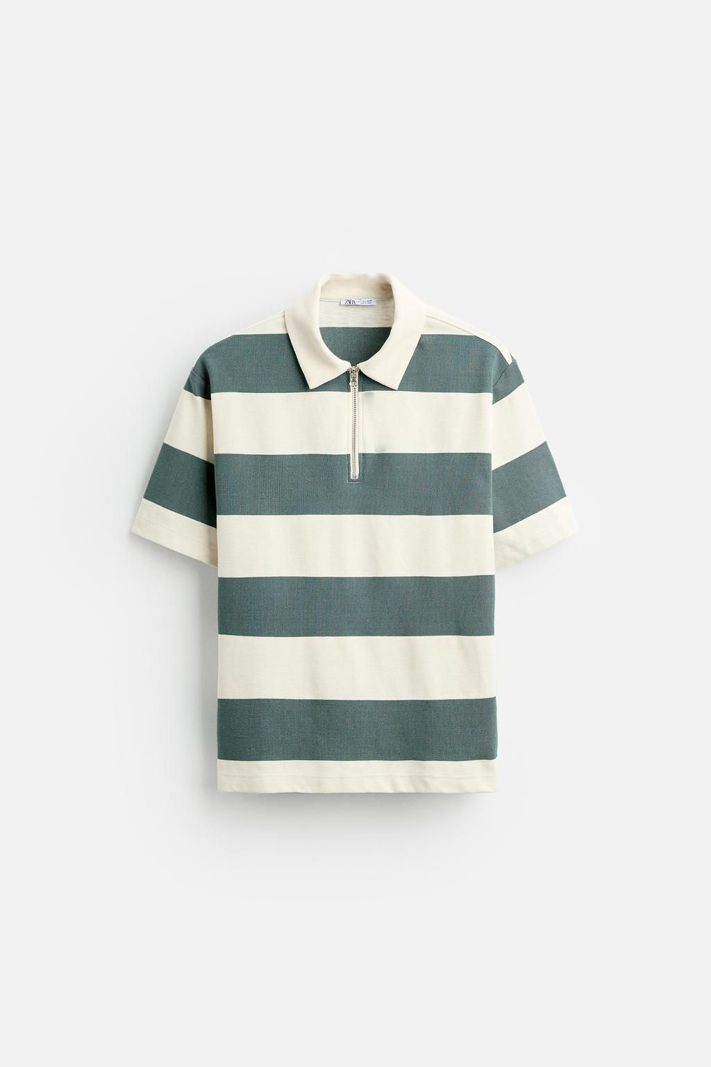 TEXTURED WEAVE POLO SHIRT WITH ZIP - Zara фото 8
