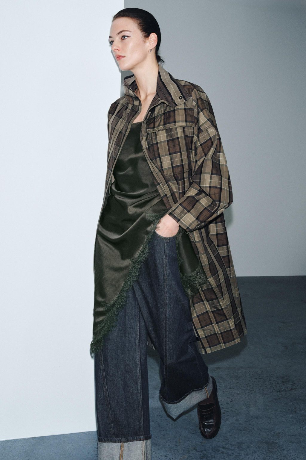 ZW COLLECTION LIMITED EDITION CHECKED TRENCH COAT
