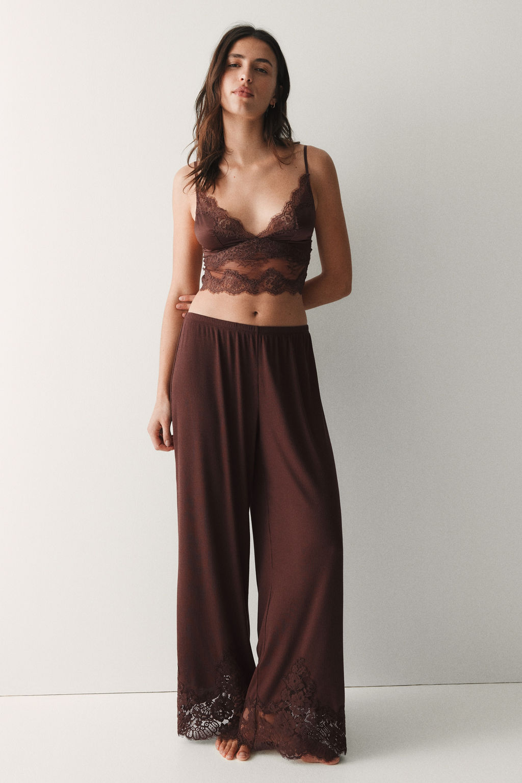 Pantal?n de pijama con ribete de encaje - H&m фото 4