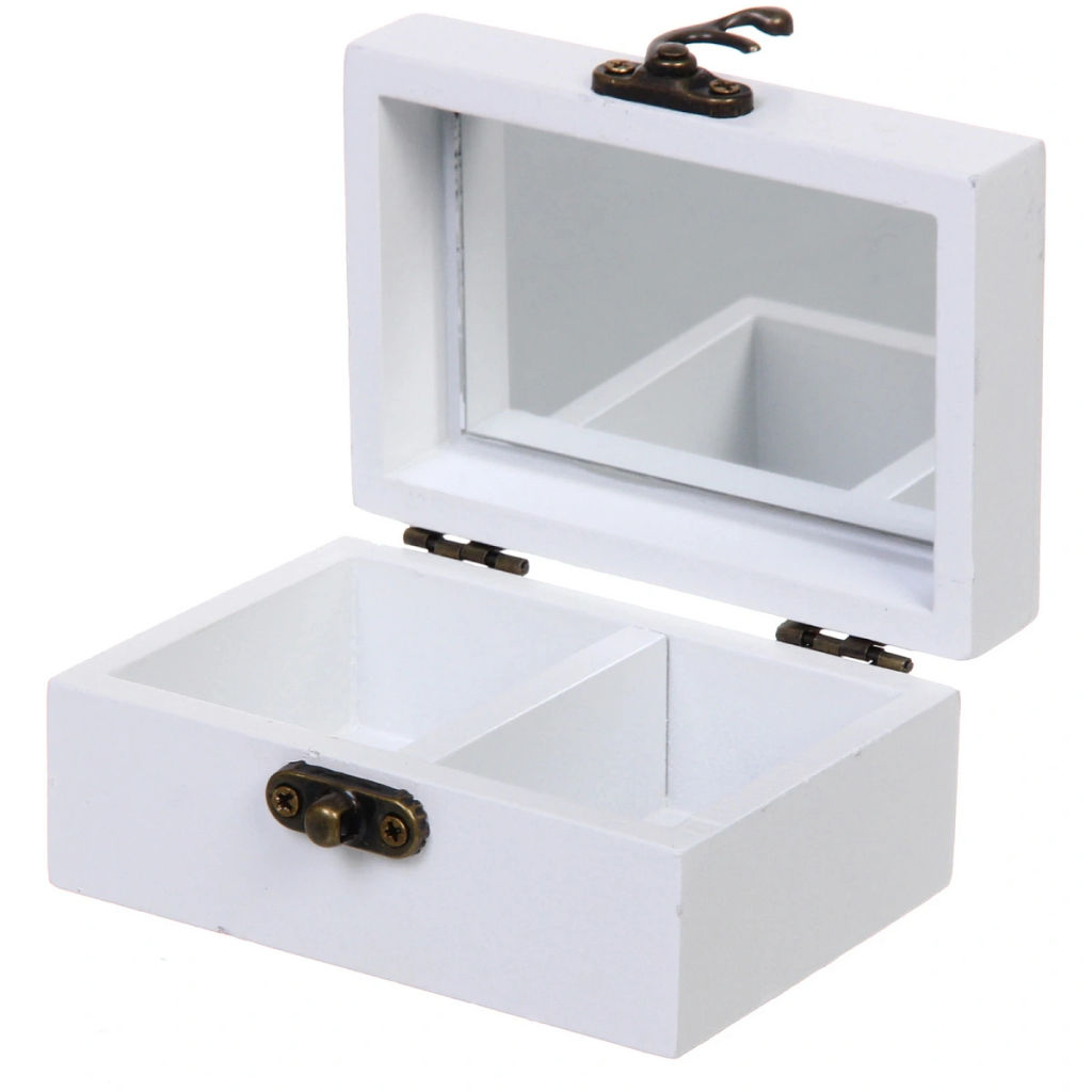 Шкатулка деревянная с зеркалом "МАРЦИПАН", нежные лепестки роз, 9.5*6.5*5см (в коробке)