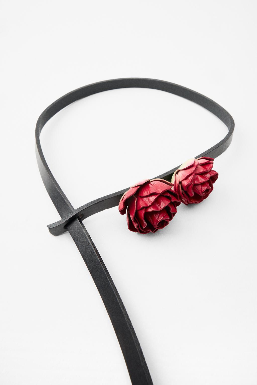 FINE LEATHER BELT WITH ROSES - Zara фото 6