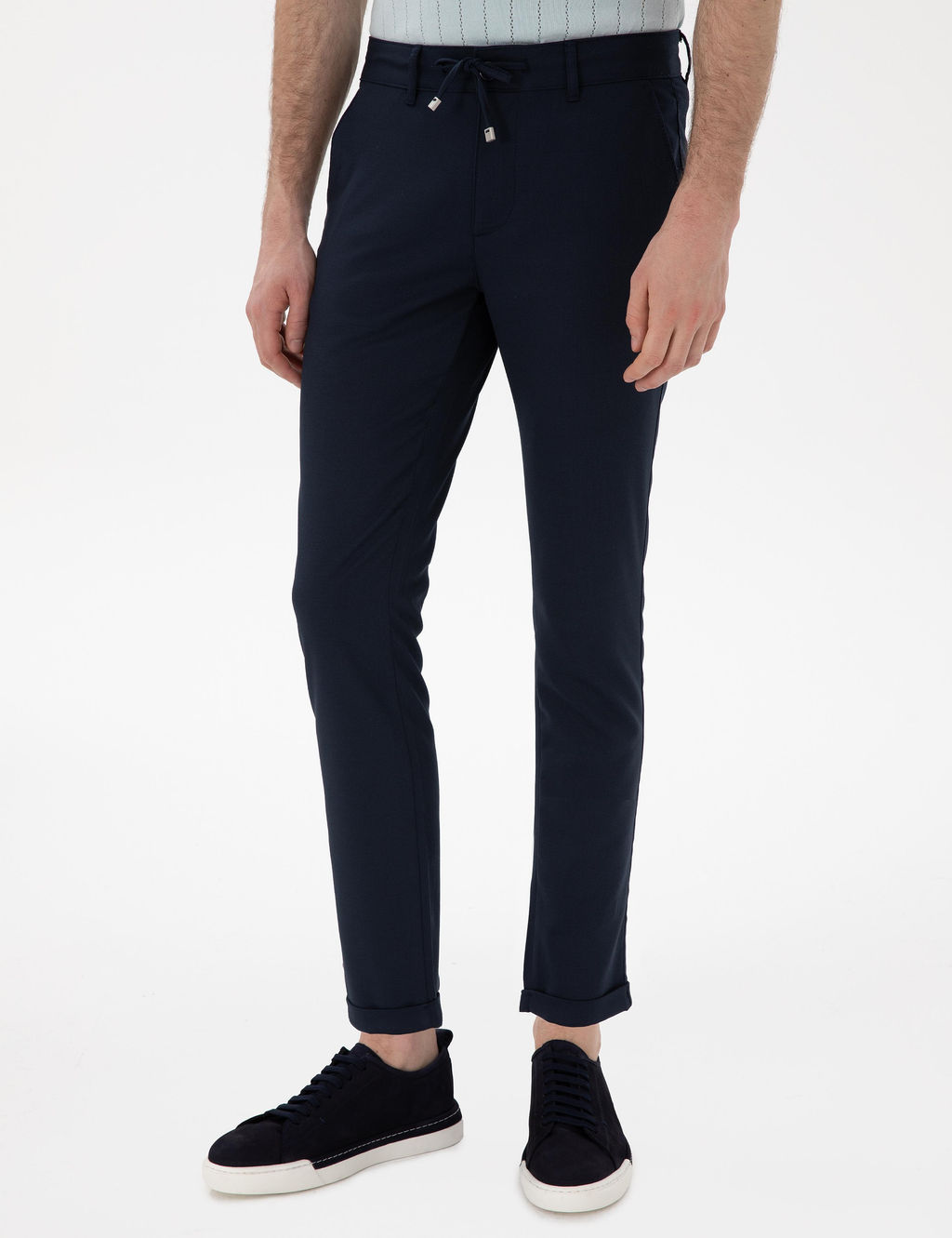 Lacivert Slim Fit Kanvas Pantolon