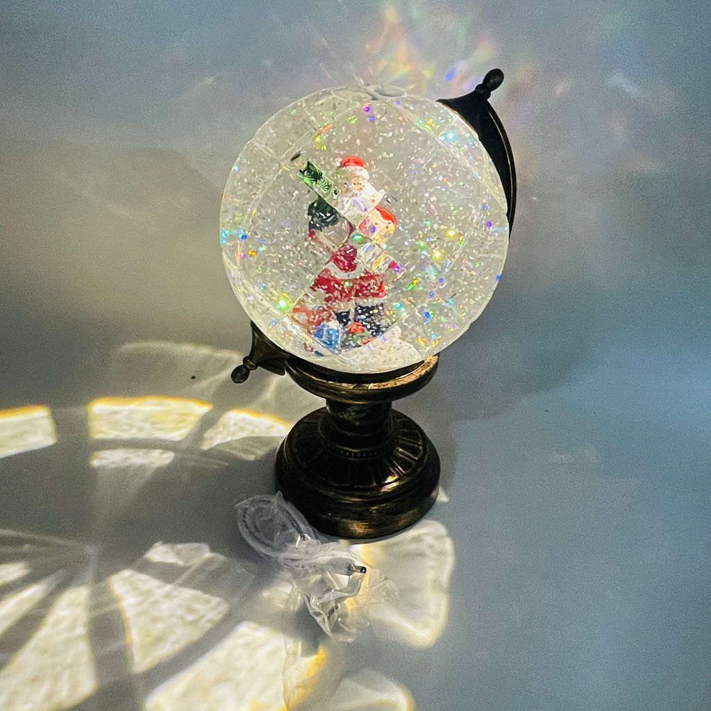 Новогодний декор Ночник стекло - Глобус с Дедом Морозом 25 см (арт. 8913A) - Ип лебедев о.ю фото 3