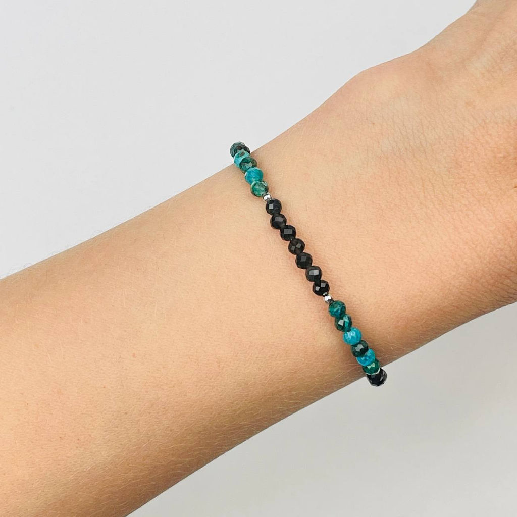 Браслет из Обсидиана и Хризоколлы 18,5 см +