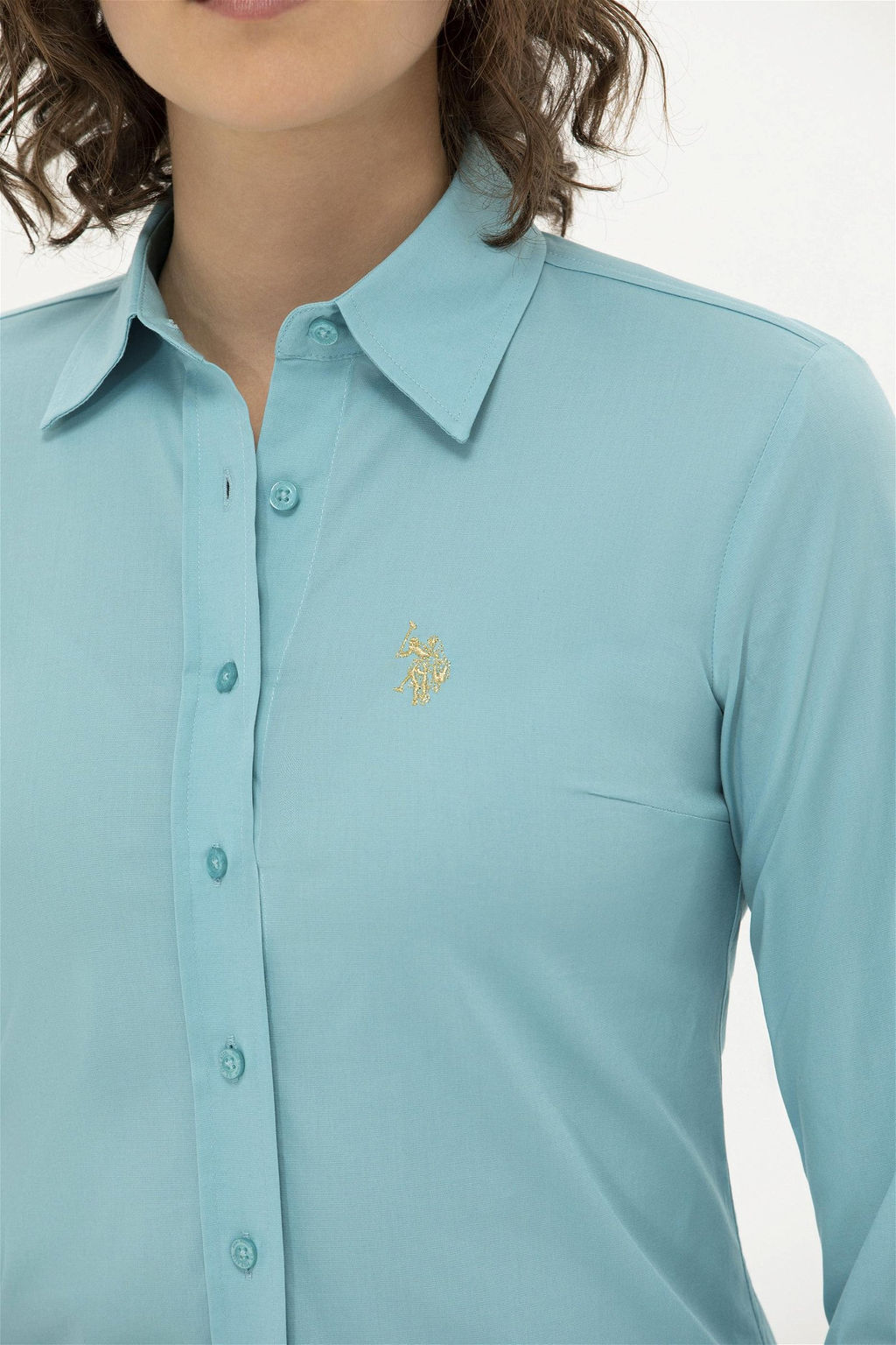 Женская мятная базовая рубашка с длинным рукавом Неожиданная скидка в корзине - U.s. polo assn фото 7