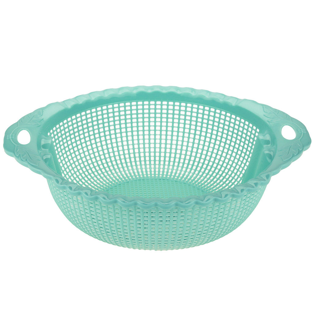 Дуршлаг пластмассовый Лист д23,5см h8см, с ручками, волнистый край, цвета в ассортименте: розовый, бирюзовый (Китай) - Домашняя мода фото 5