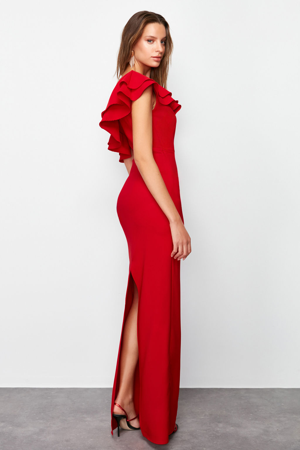 Siyah Vucudu Saran Volanl? Dokuma S?k Abiye UzunElbise TPRSS24AE00066 - Trendyolmilla фото 15