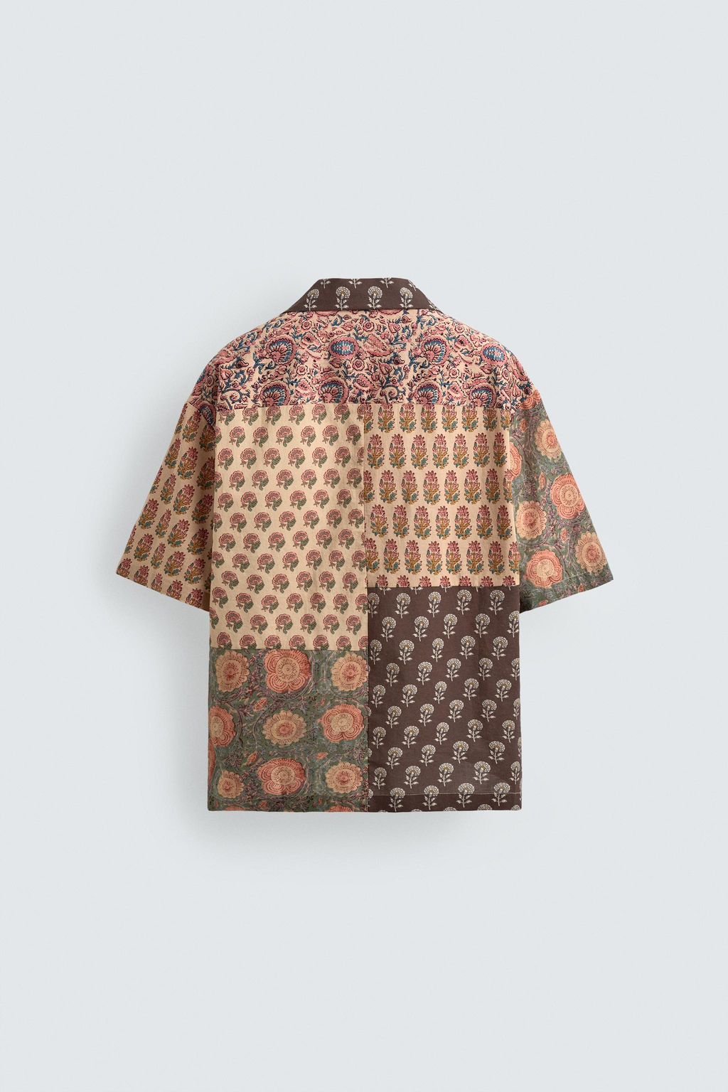 CAMISA RELAXED FIT ESTAMPADO PATCHWORK / Ocre - Zara фото 7