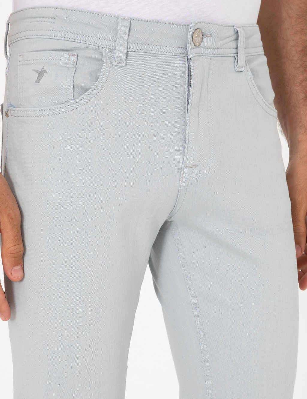 Buz Mavisi Slim Fit Pamuk Kar___ml_ Jean Pantolon