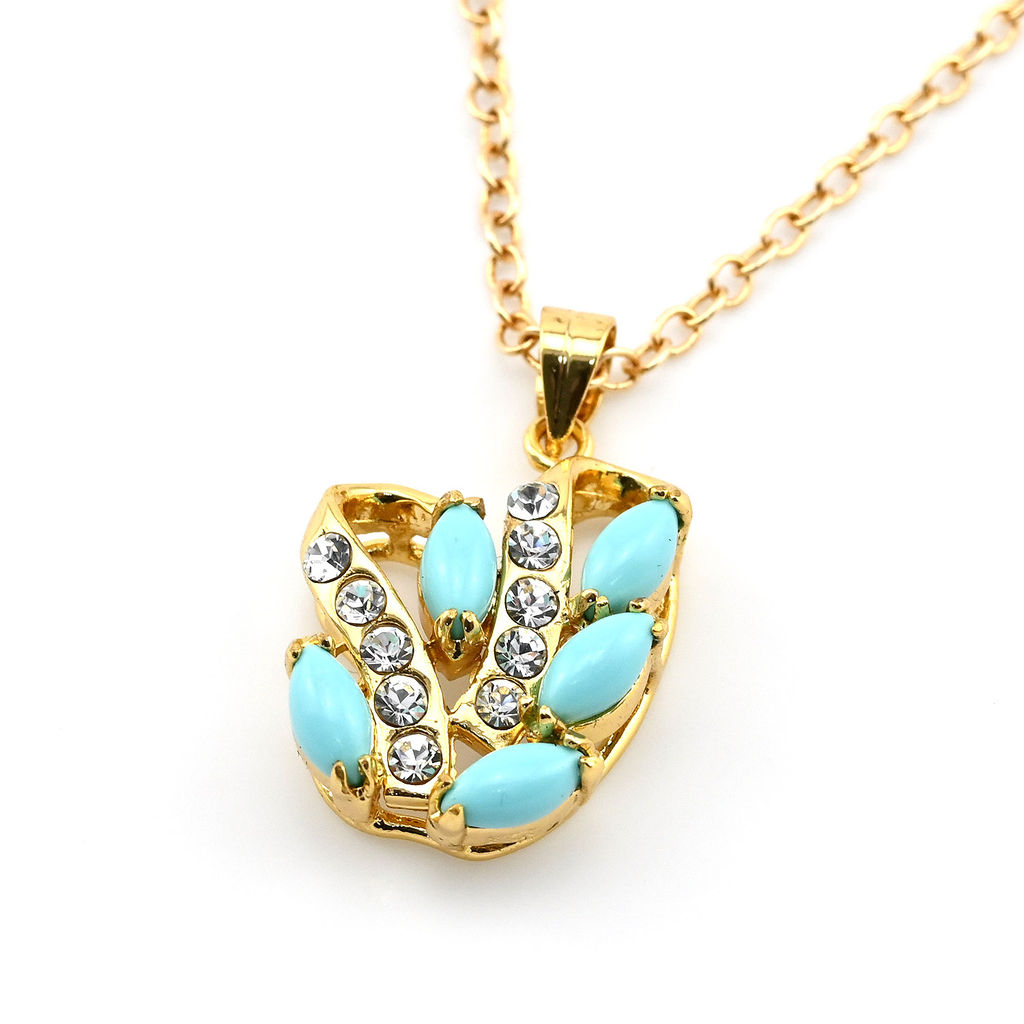 Кулон с бирюзой (имитация) "Волна"