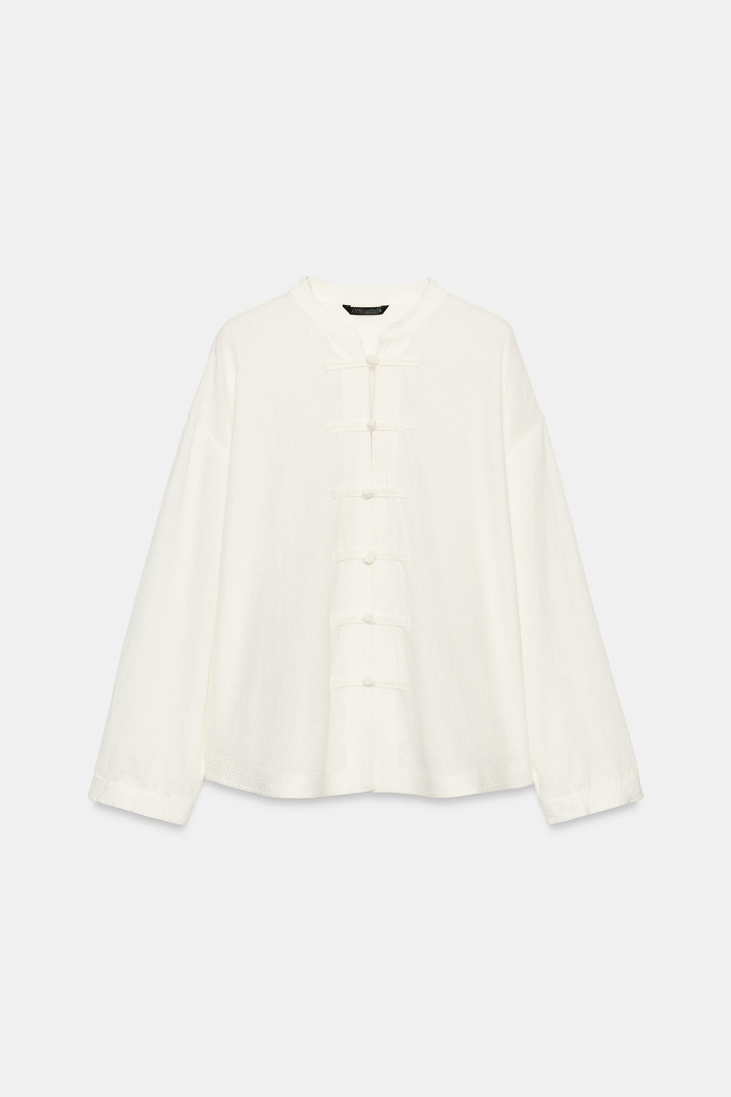CAMISA OVERSIZE ALAMARES CON LINO / Blanco - Zara фото 8
