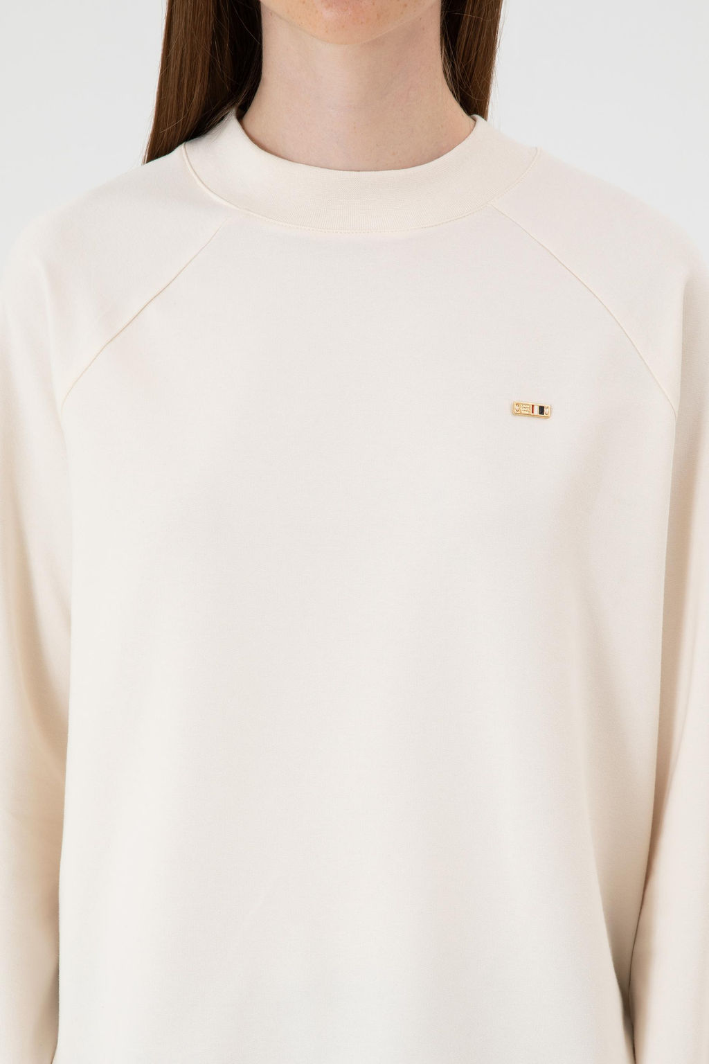 Kad_n Krem Regular Bisiklet Yaka Basic Sweatsh_rt