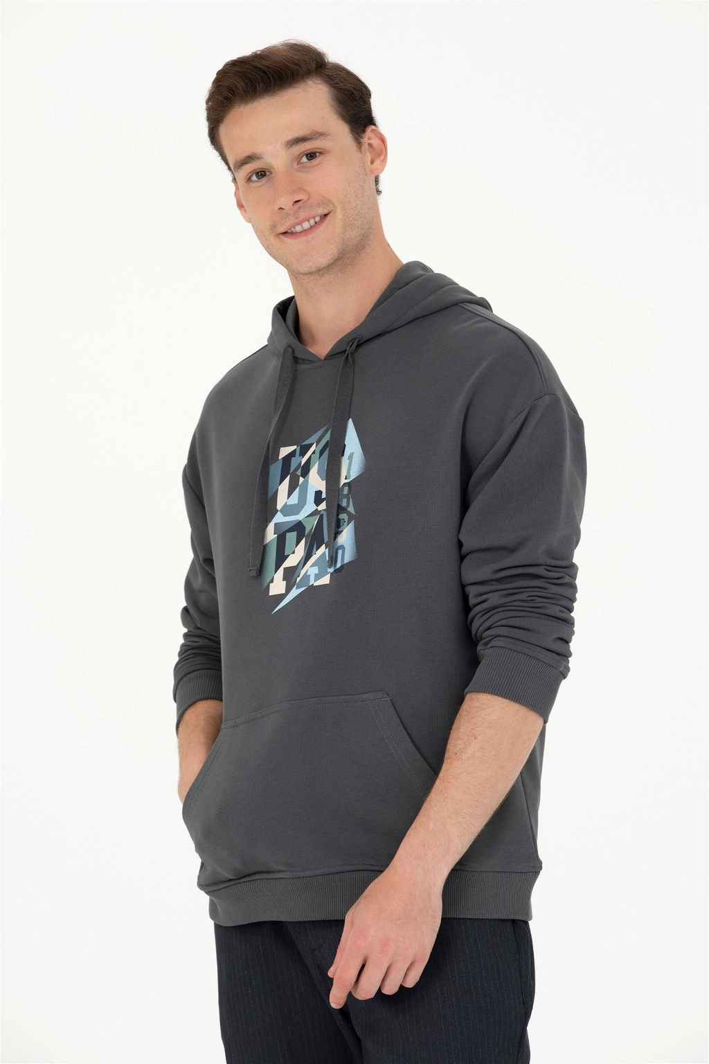 U. S. Polo Assn Мужская толстовка оверсайз с капюшоном антрацитового цвета - U.s. polo assn фото 10