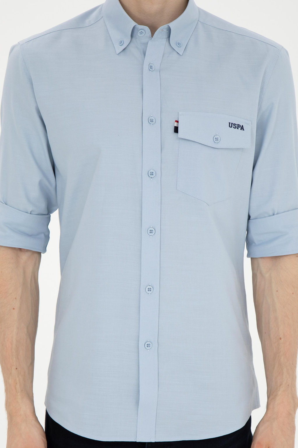 Мужская голубая рубашка с длинным рукавом - U.s. polo assn фото 13