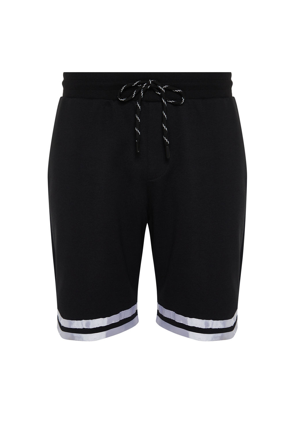 Siyah Regular/Normal Kesim Lastik Belli Genis Paca Seritli Sort TMNSS24SR00030