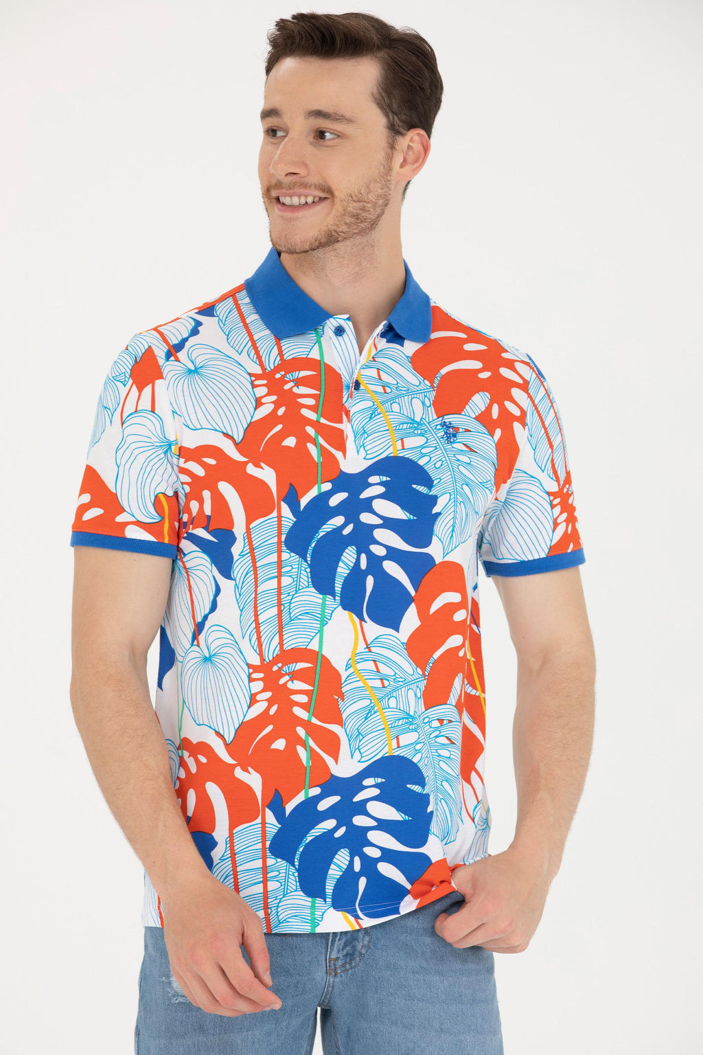 U. S. Polo Assn Мужская белая футболка с воротником-поло - U.s. polo assn фото 3