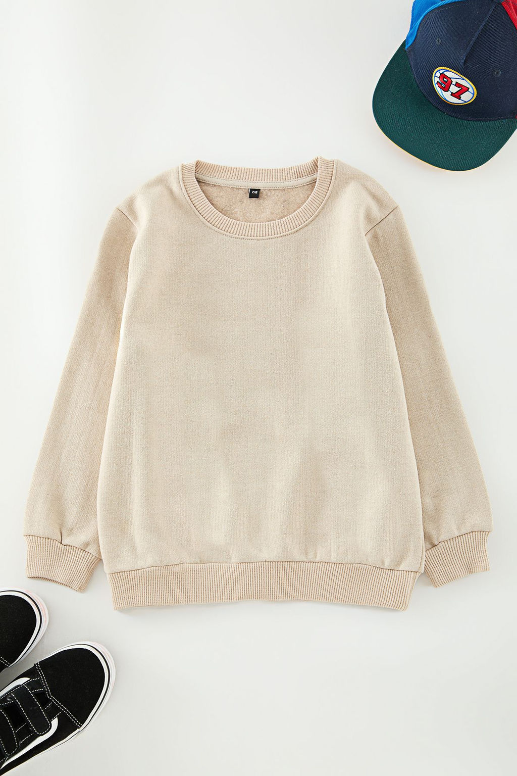 Bej Erkek Cocuk Baba Ogul S?rt Bask?l? Orme Mini Me Sweatshirt TKDAW25SW00063 - Trendyolmilla фото 3
