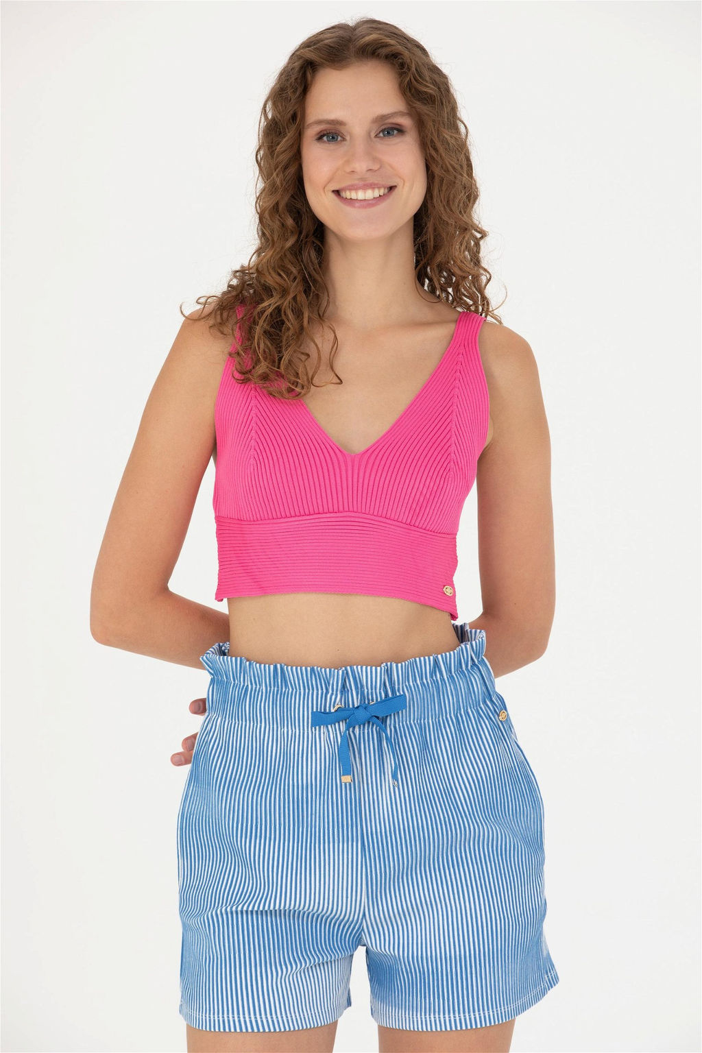 U. S. Polo Assn Женский свитер цвета фуксии с v-образным вырезом - U.s. polo assn фото 10