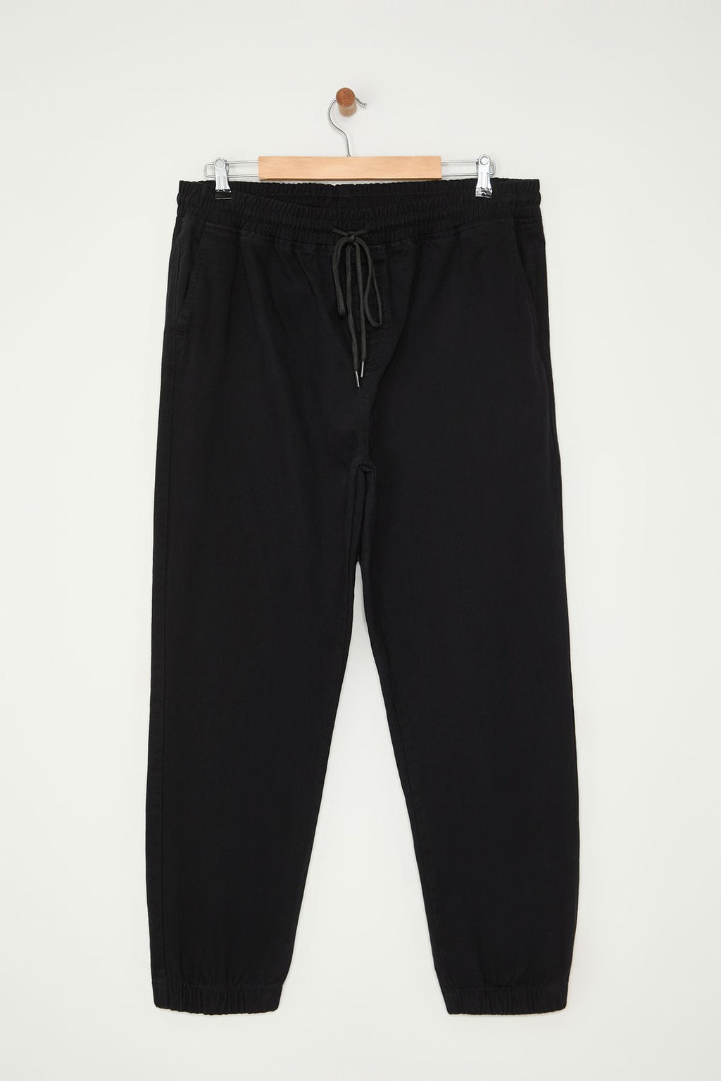 Siyah %100 Pamuk Buyuk Beden Regular Fit Beli Lastikli Baglamal? Kumas Pantolon TMNAW25AR00003 - Trendyolmilla фото 2