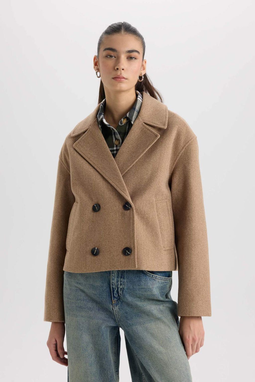 Regular Fit Smokin Yaka Dugmeli Cepli K?sa Kase Kaban - Defacto фото 2