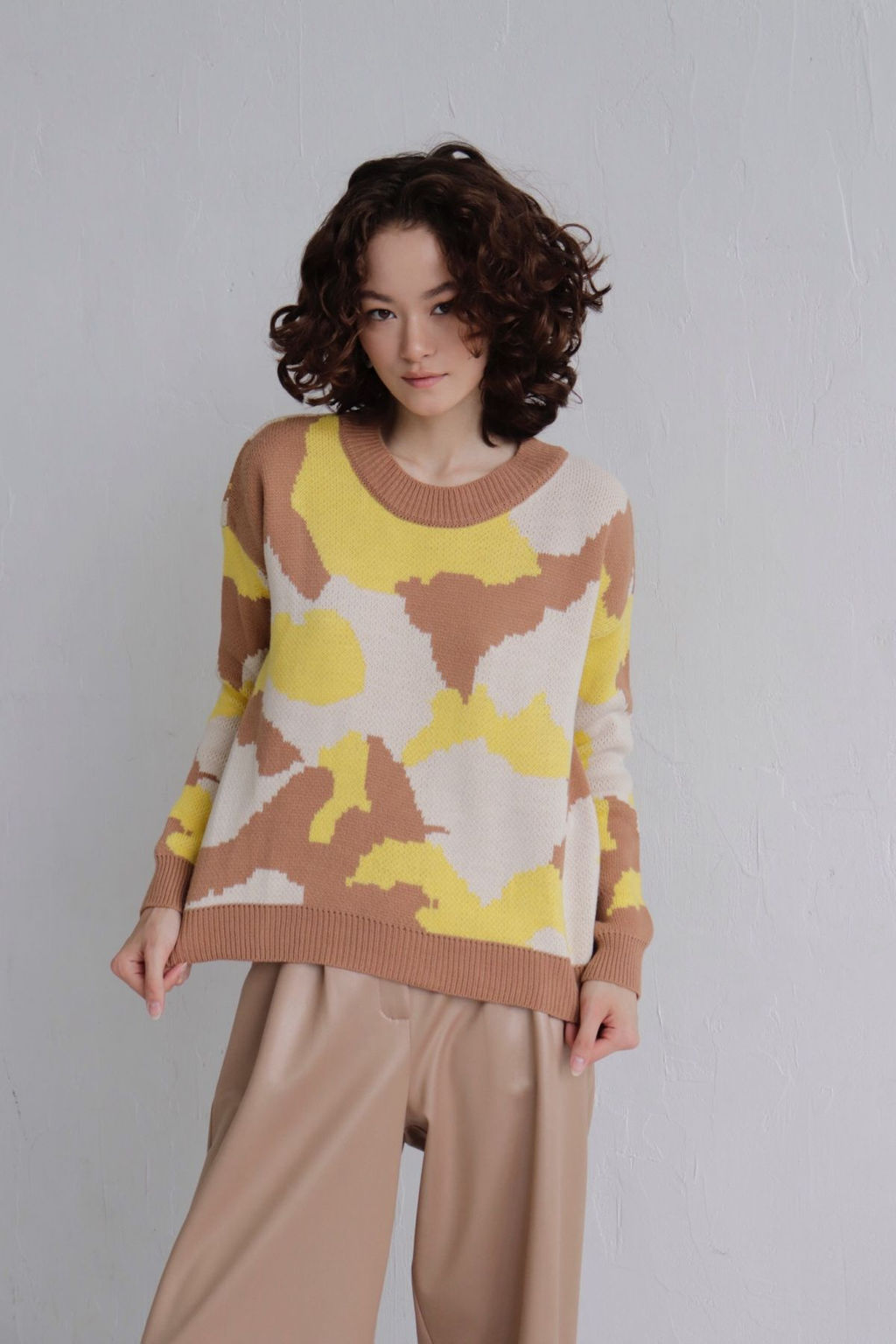 Джемпер бежево-лимонный с шерстью мериноса - Martichelli фото 12