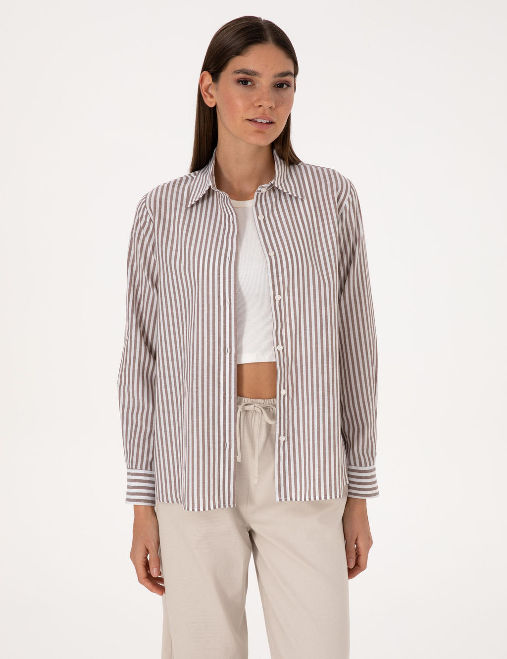 Kahverengi Comfort Fit Uzun Kollu G_mlek