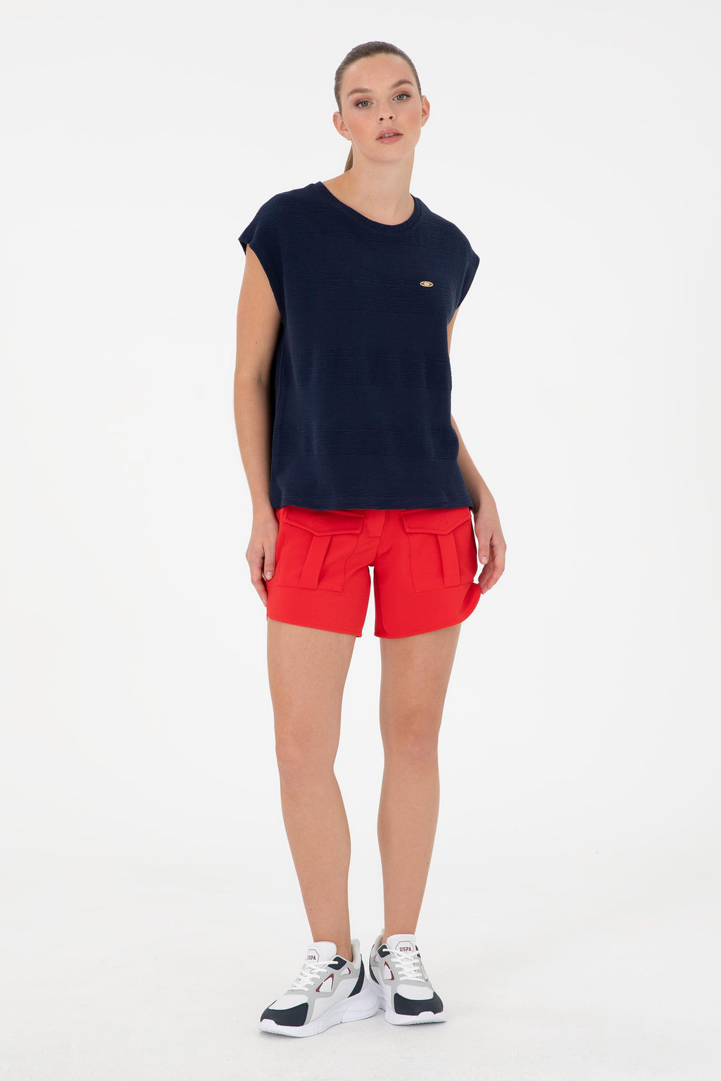 Женская темно-синяя футболка Неожиданная скидка в корзине - U.s. polo assn фото 4