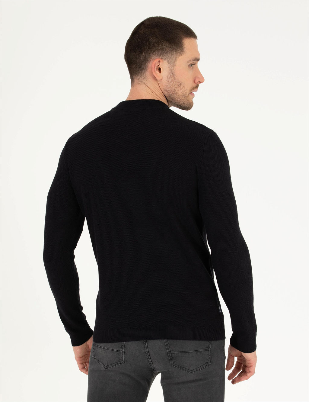 Lacivert Slim Fit Bisiklet Yaka Triko Kazak