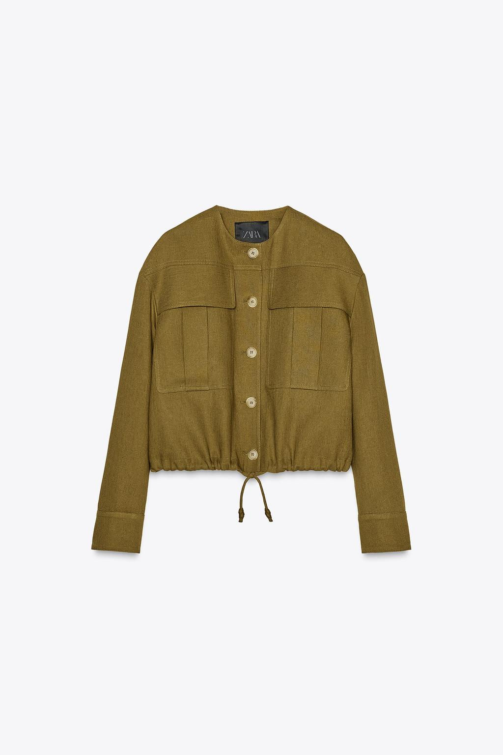 ZW COLLECTION LINEN BLEND BOMBER JACKET - Zara фото 6
