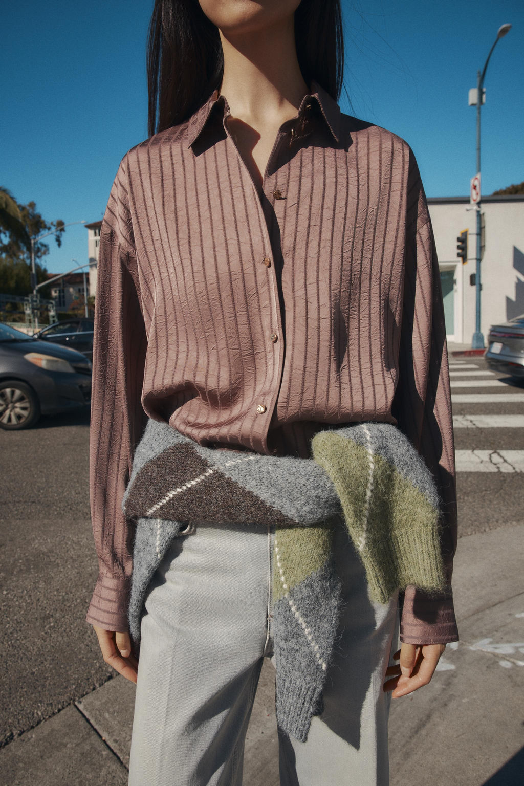 STRIPED SATIN SHIRT - Zara фото 4