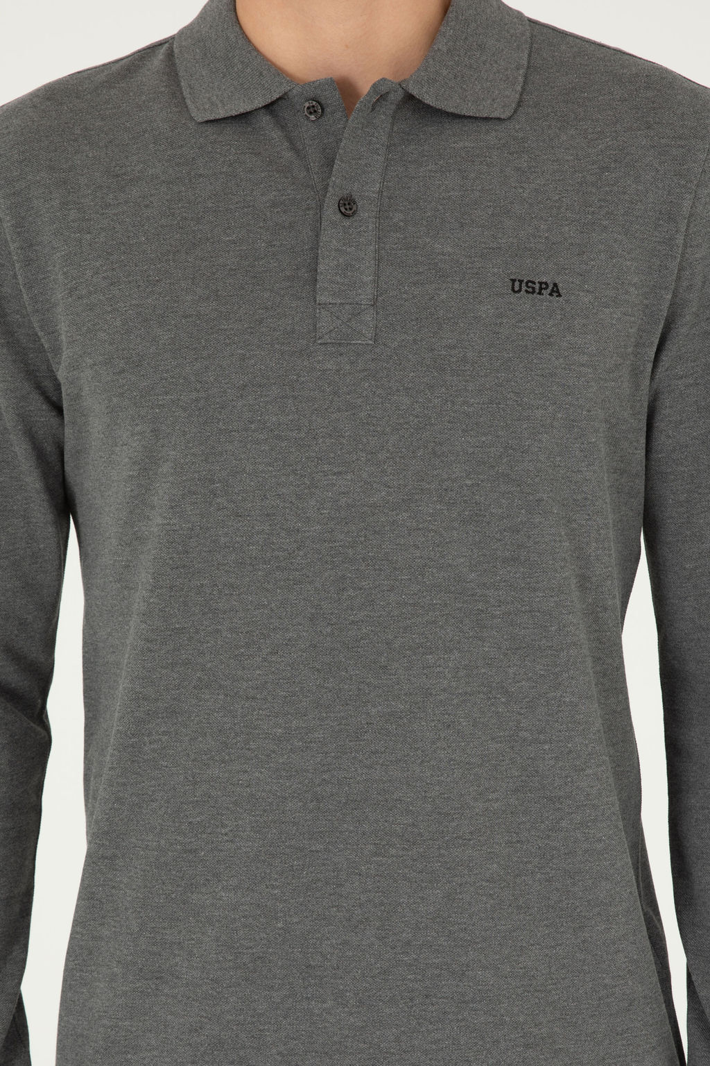 Свитшот мужской U.S. Polo Assn антрацитовый меланж хлопок  фото 13