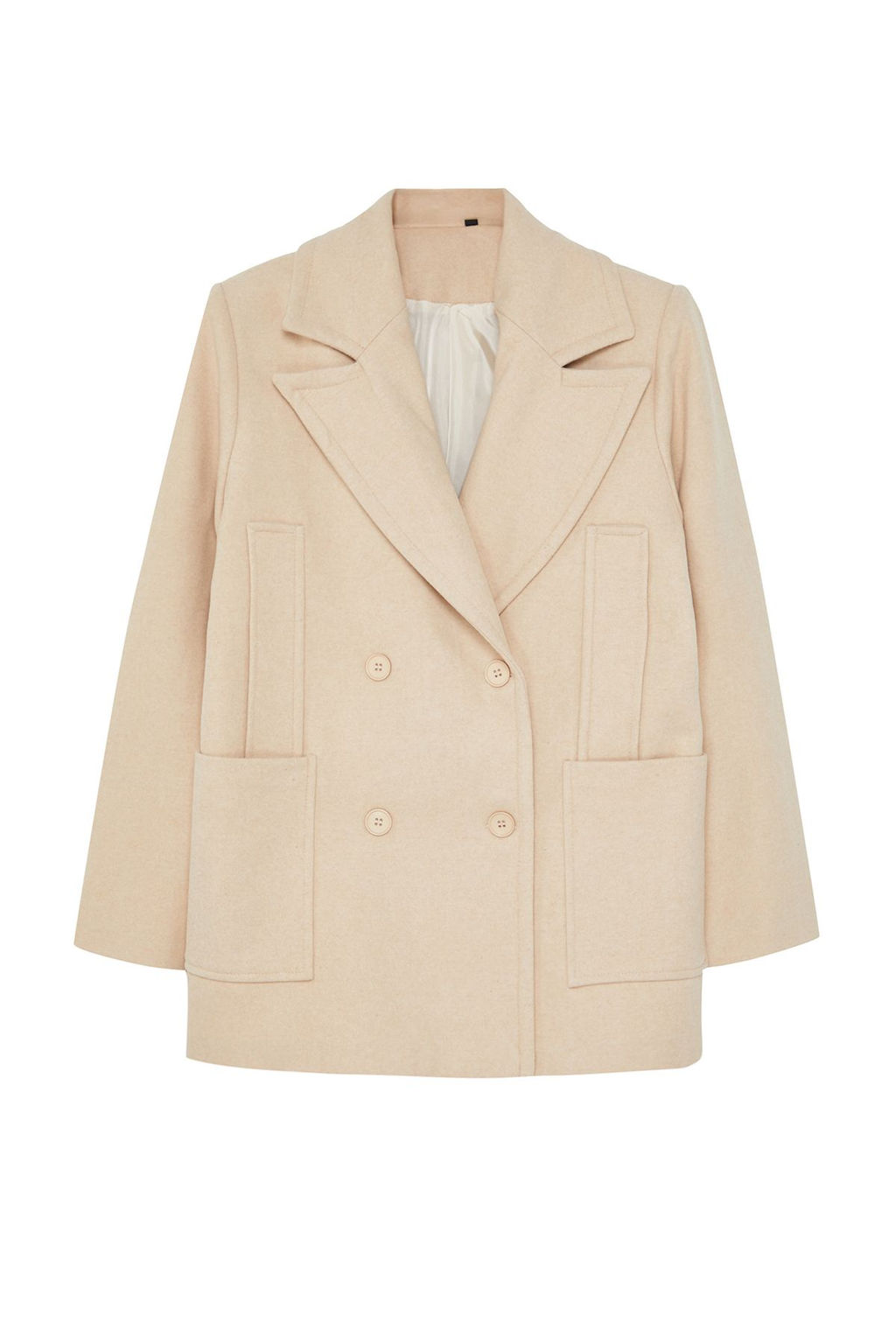 Tas Regular Cep Detayl? Yumusak Dokulu K?sa Ceket Kaban TWOAW25KB00007