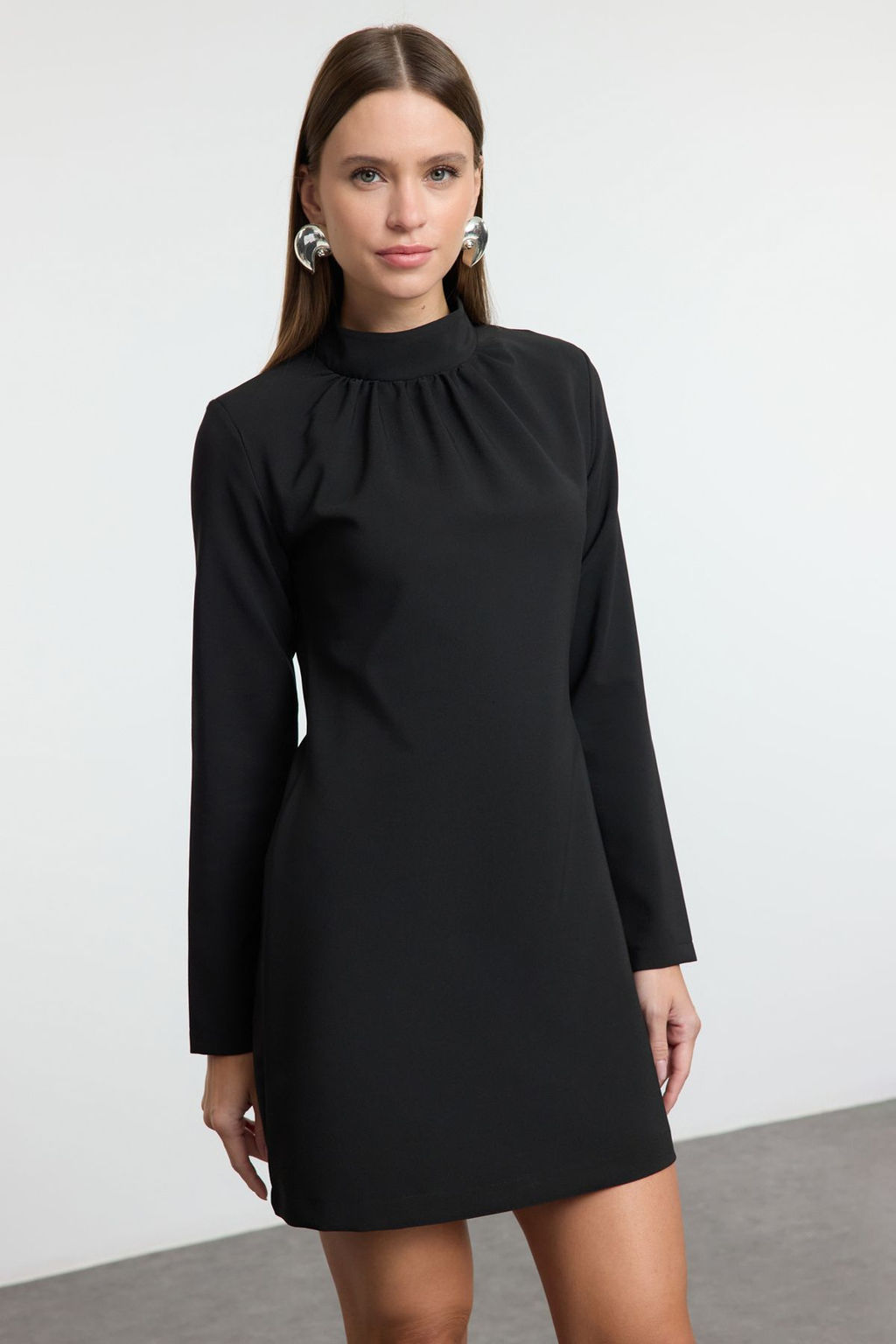 TRENDYOLMILLA Koyu Fusya A Kesim Dik Yaka Mini Dokuma Elbise TWOAW25EL00266  фото 2