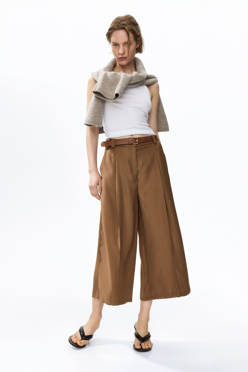 Pantal?n culotte de sarga con cintur?n - H&m фото 6